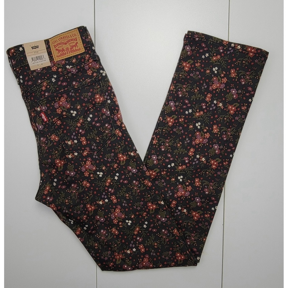 Levi's 314 Shaping Straight Floral Jeans Women's 27x30 Mid Rise HyperSoft New
